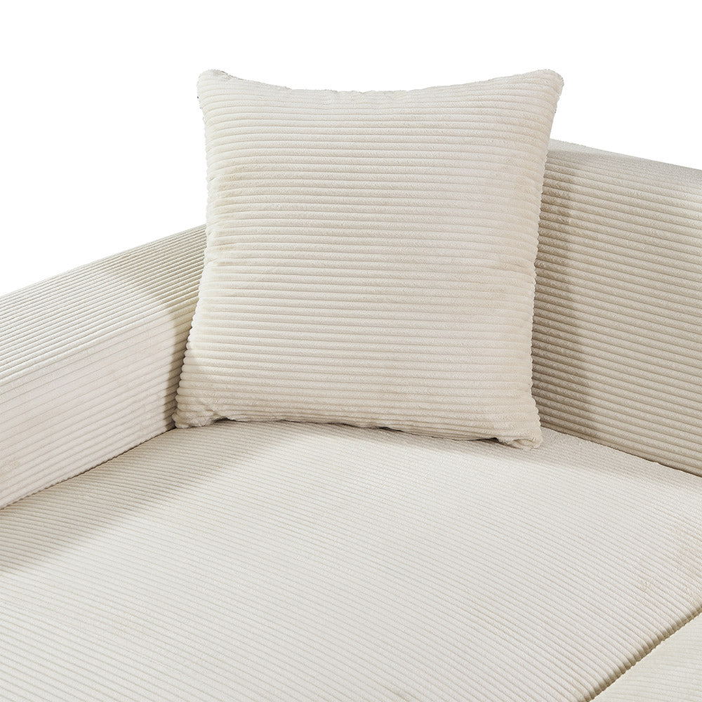 HOME DELUXE Hoekbank met Chaise Longue Rechts - Ribfluweel - Beige