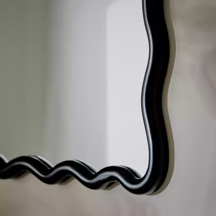 Habitat Black Wavy Wall Mirror - 60x57cm