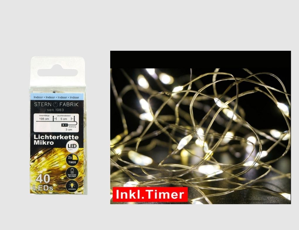 Mikro-LED-Lichterkette Warmweiß 40 LEDs
