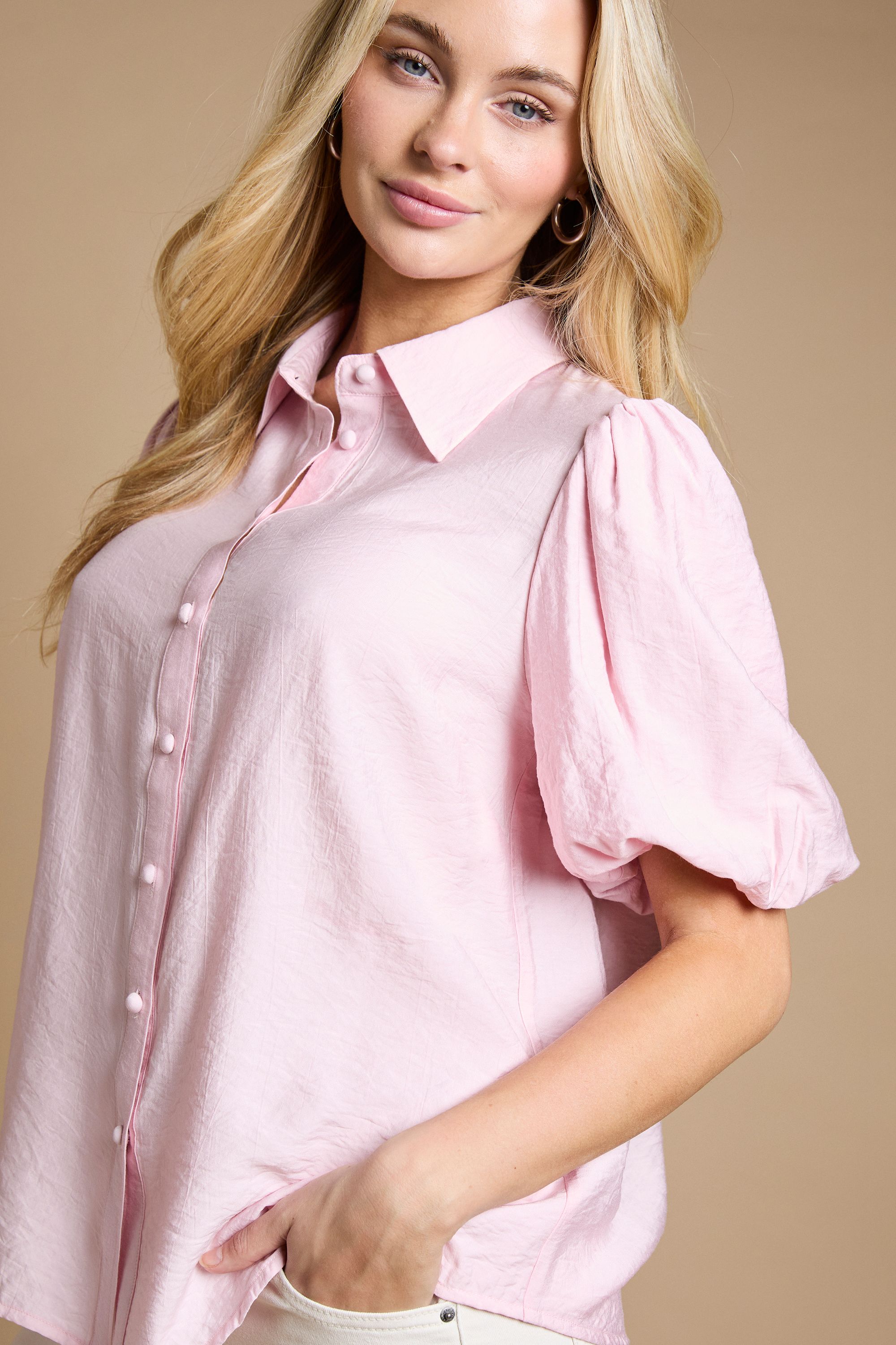 Dorothy Perkins Puff Sleeve Collared Shirt