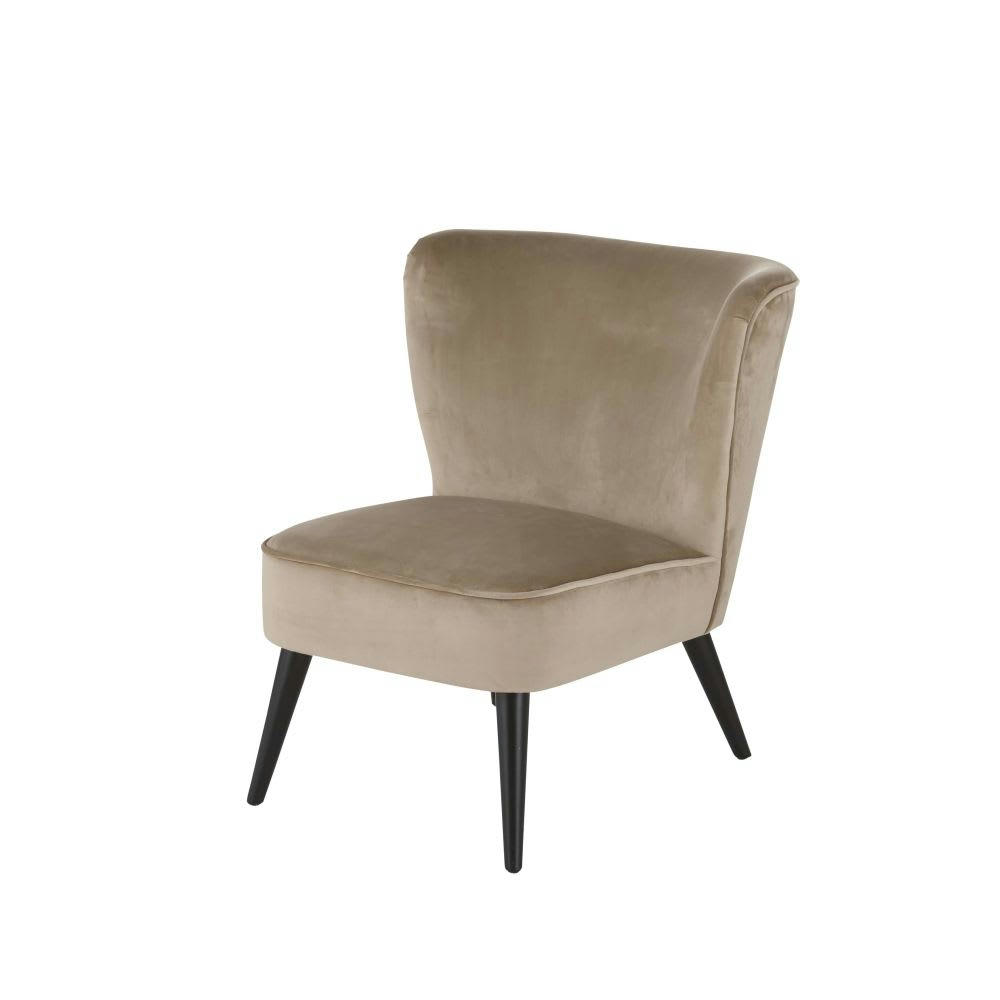 Palm - Fauteuil vintage en velours beige
