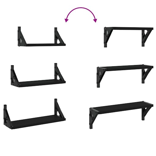 NNEVL 3 Piece Wall Shelf Set Black Engineered Wood