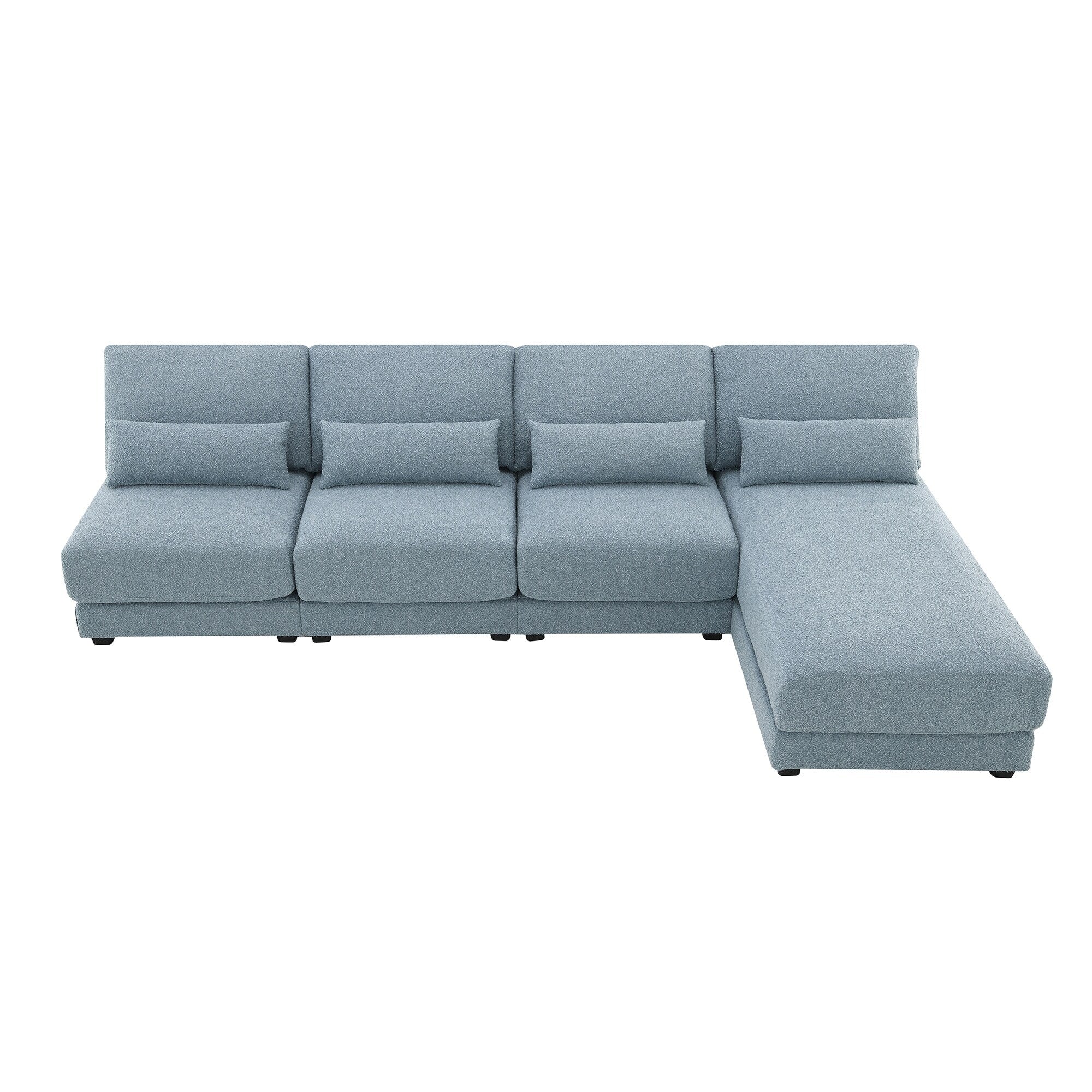 Modern L Shaped Sectional Sofa with Reversible Chaise and Armless Wide Seating for Living Room or Guest Room