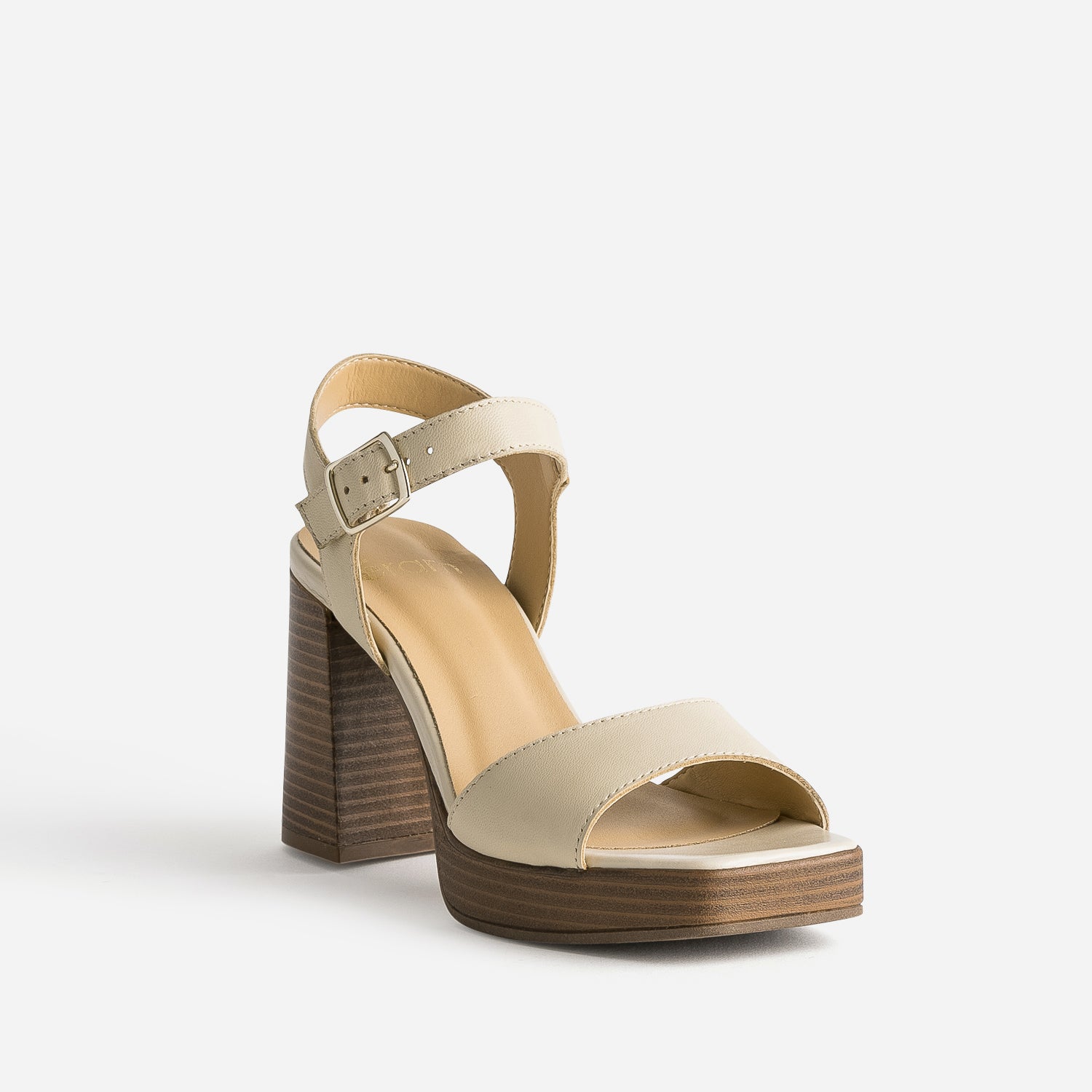 Sandale beige en cuir à plateforme