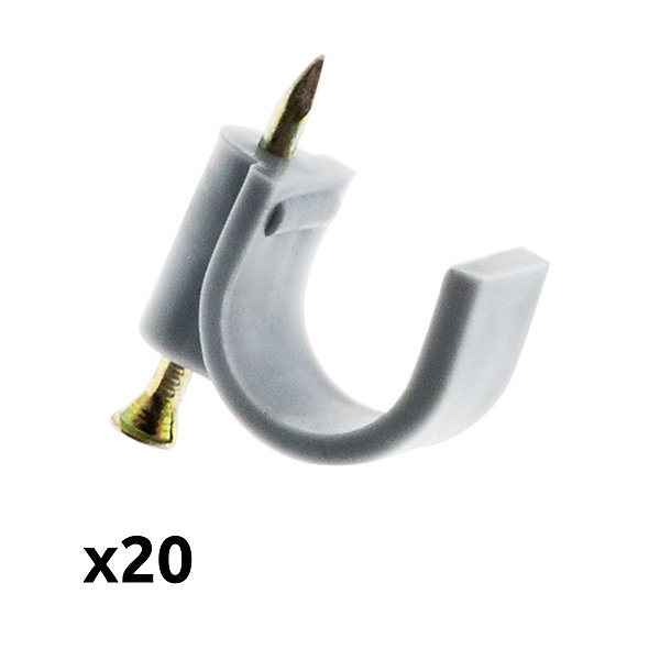 Lot de 20 crochets fixation diamètre 20mm - Gris - Zenitech