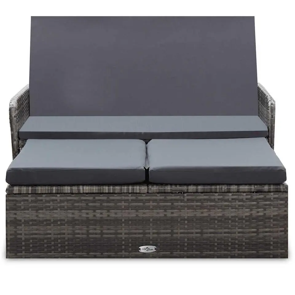 VIDAXL 2-delige Loungeset met kussens poly rattan grijs