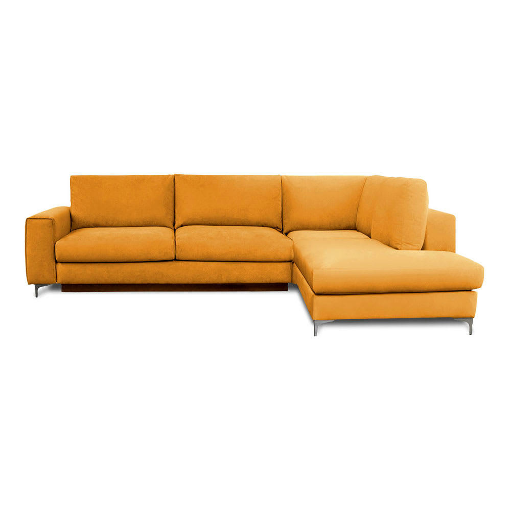 FIESOLE - Canapé 4 places velours angle droit jaune