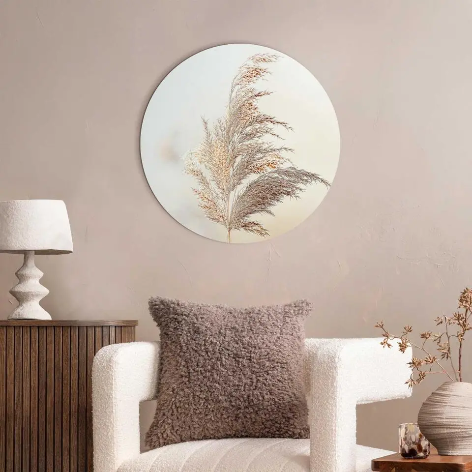 Glasschilderij Pluim in de wind - &Oslash; 50 - Beige