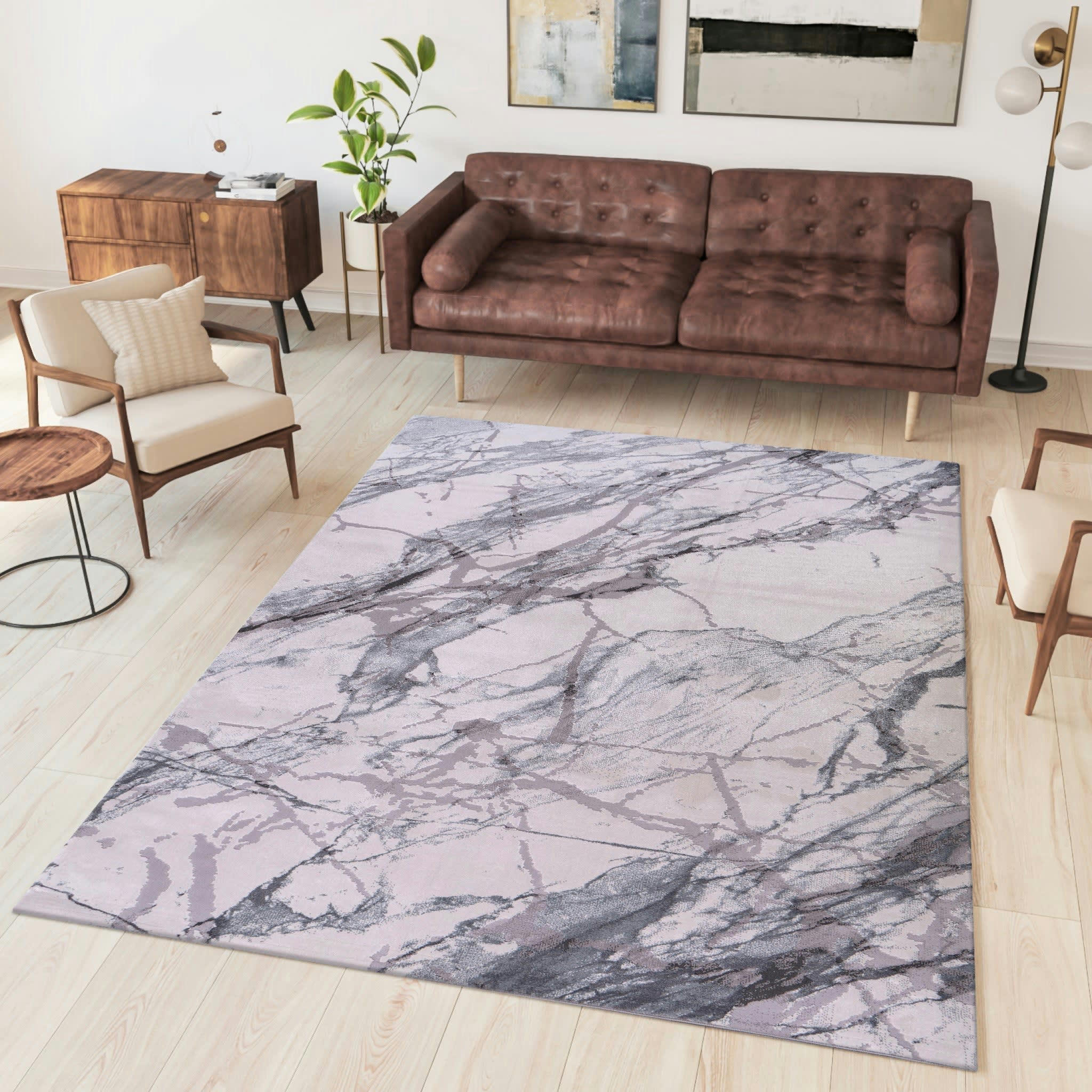 SIGNATURE - Tapis effet marbre brut gris 120x170cm