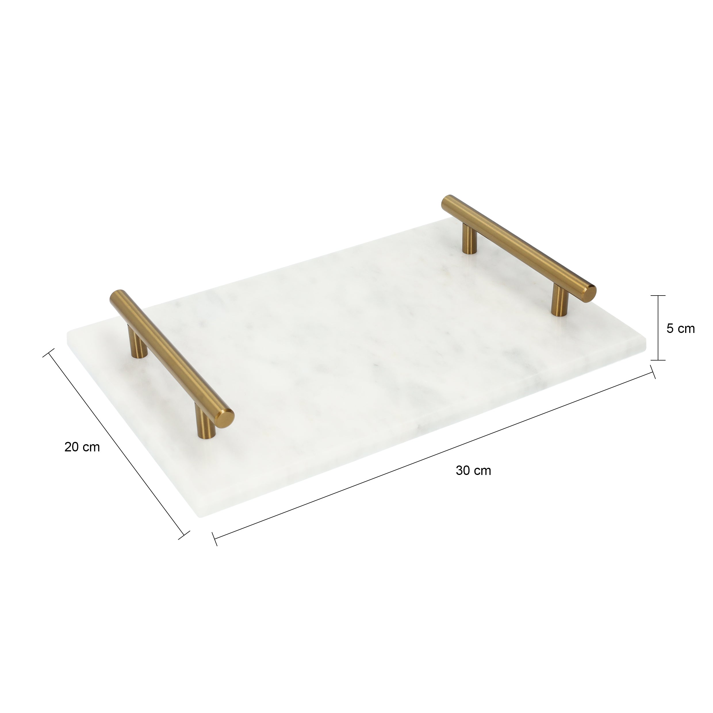 QUVIO Dienblad met gouden hendels - Marmer - Wit