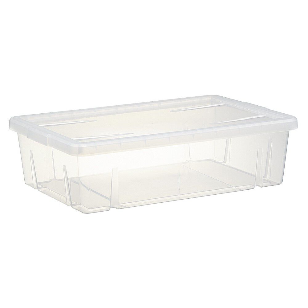 BoÎte de rangement dessous de lit blanc transparent avec couvercle 28L