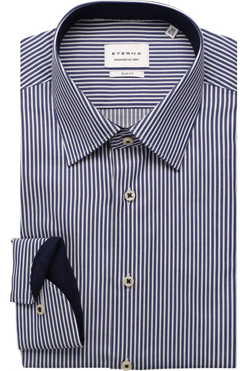 ETERNA Slim Fit Hemd marine, Gestreift (extra langer Arm)
