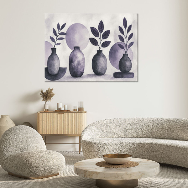 Feeby Obraz na płótnie, Wazony Liście Akwarela Fiolet 60x40
