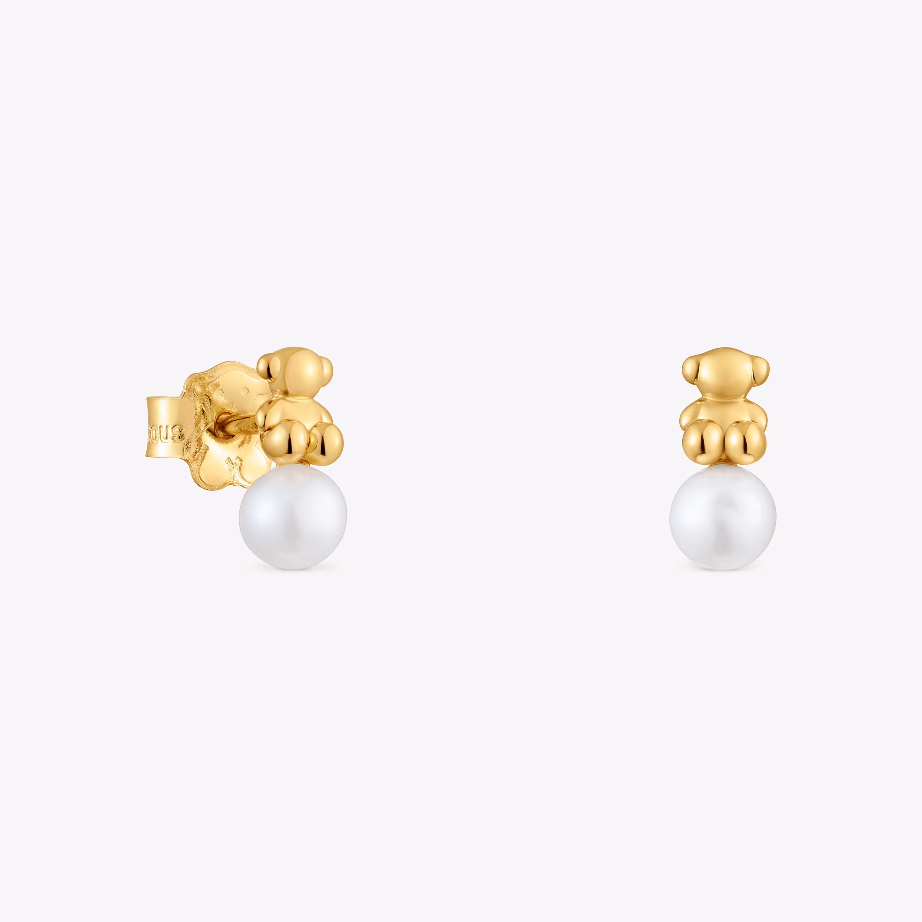 Pendientes de oro oso y perla cultivada Bold Bear