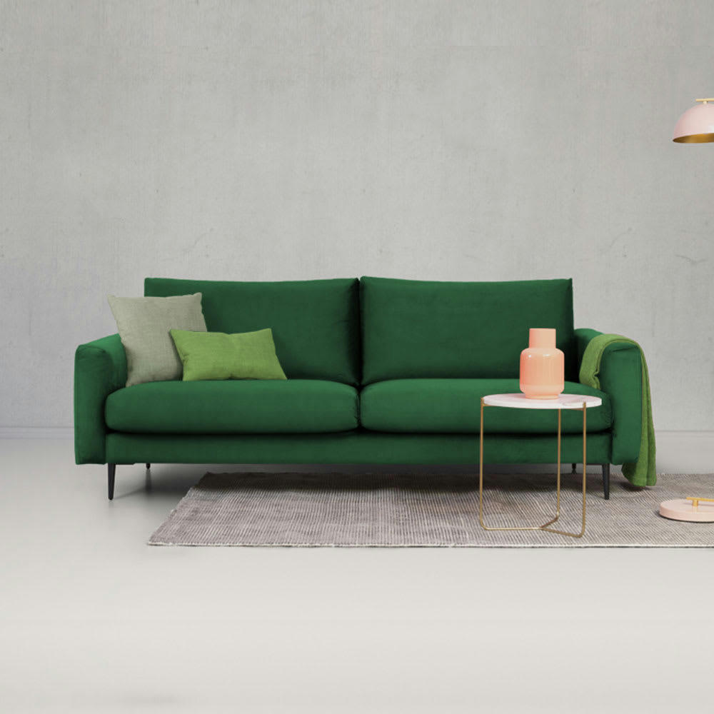 CARUSO - Canapé 2 places velours droit vert
