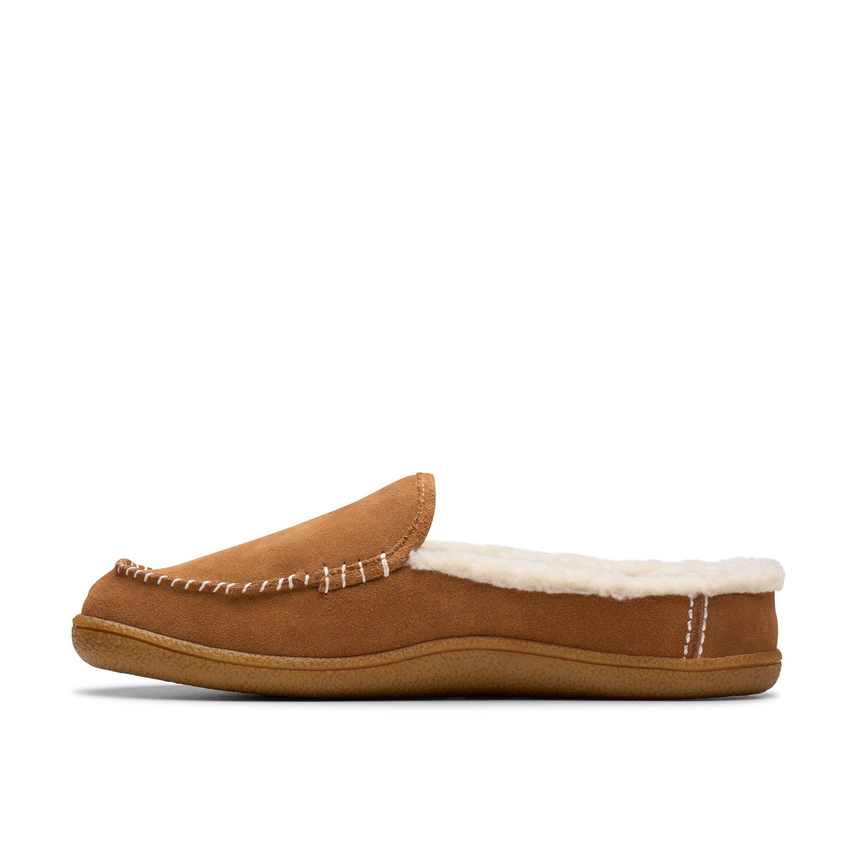 Clarks Pilton 2 Craft Tan Suede Slip Ons,Slippers