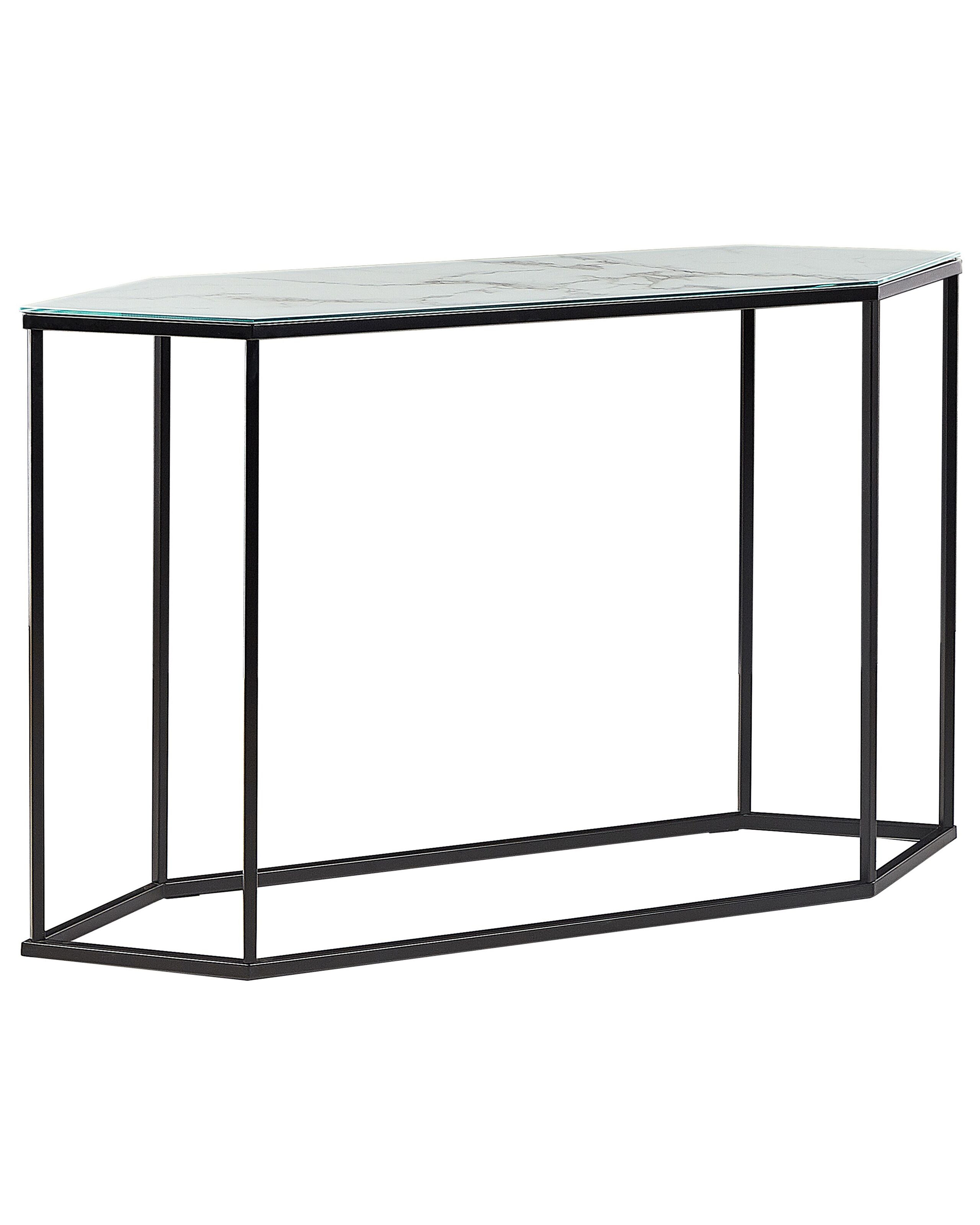 Konsola stolik 120 x 35 cm blat marmur biały czerń