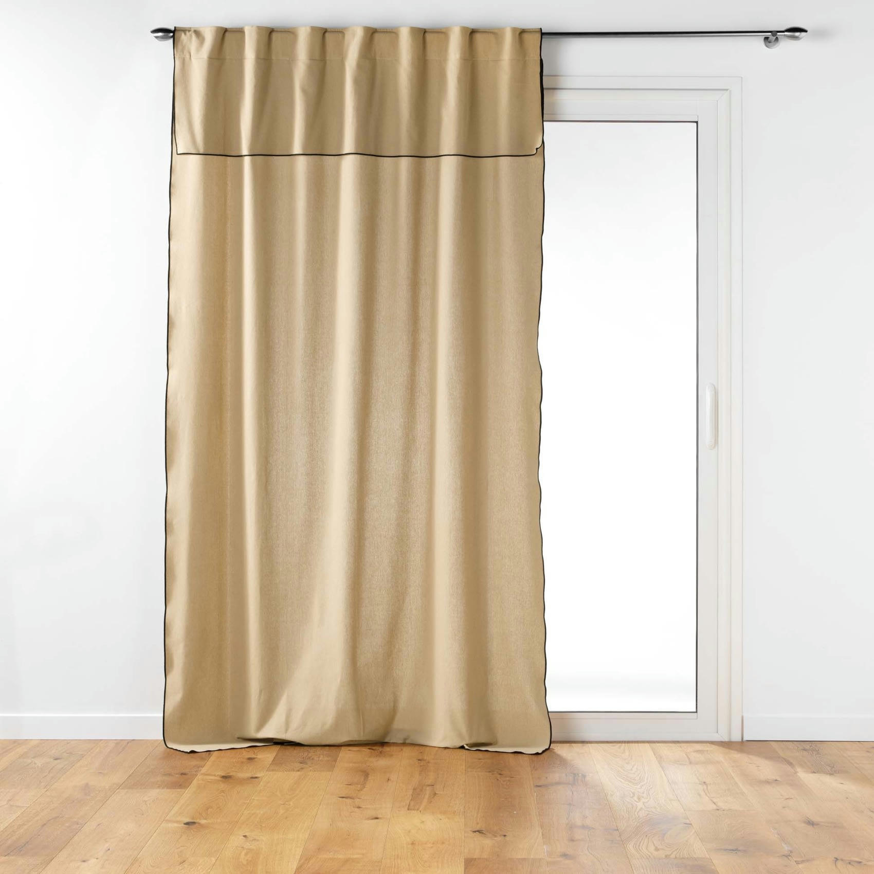 - Rideau voilage surfilé passants cachés coton beige 140x240 cm