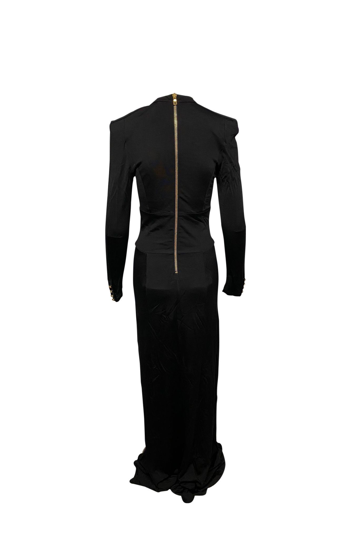 Balmain Preloved Cut Out Dress with Side Slit in Black Viscose