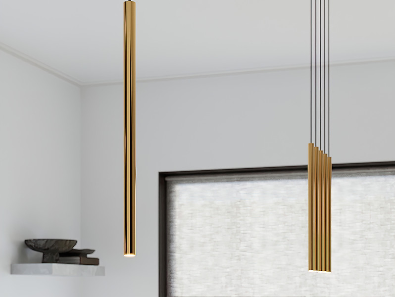 Lampa wisząca Pastelo 115 cm stalowa złota