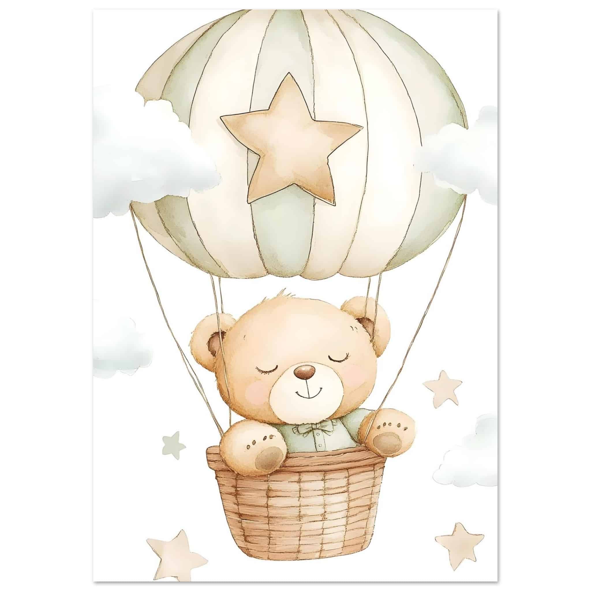 Artfulprints Poster Beer in de wolken  - A4 21x29.7 cm - beige