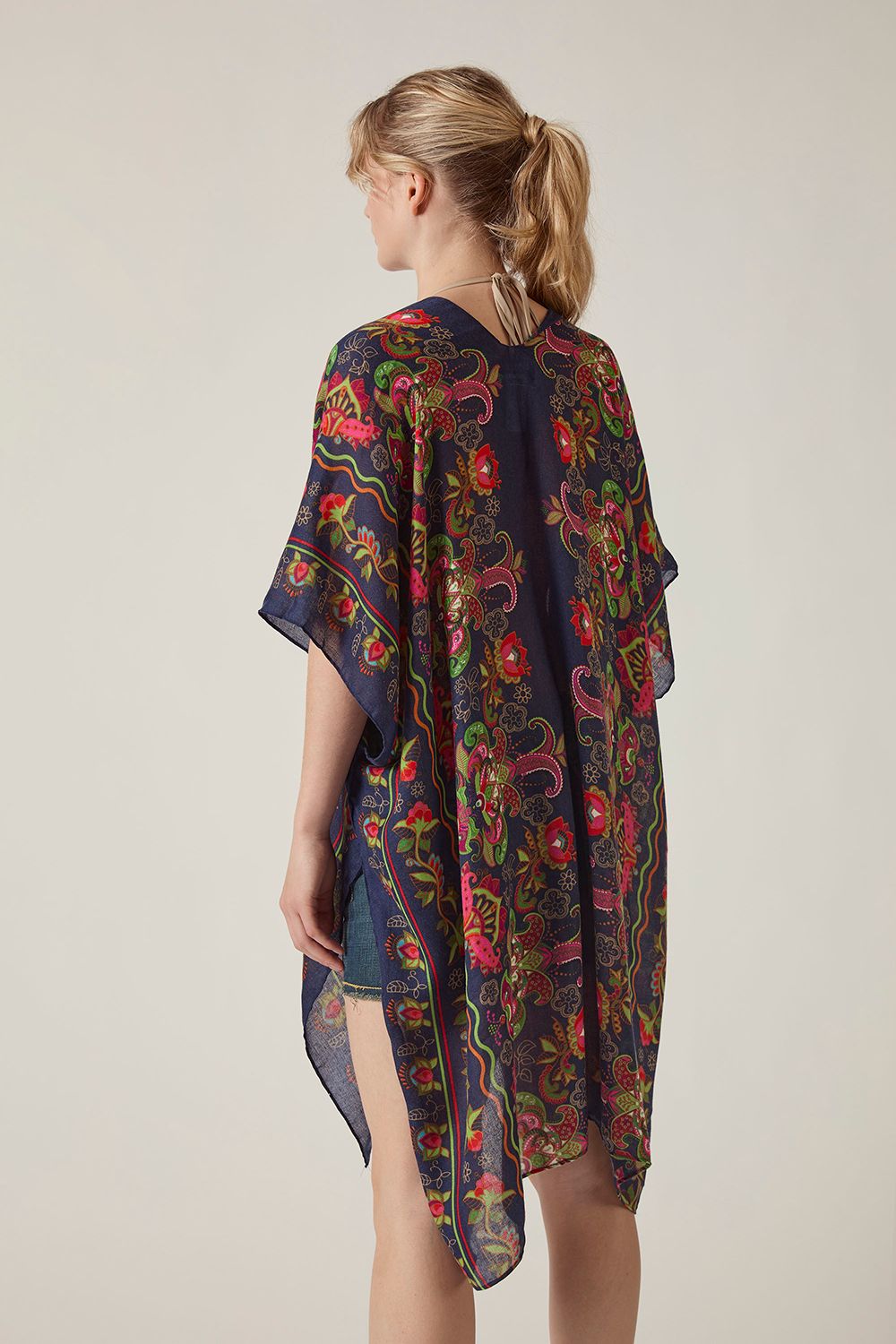 James Lakeland Navy Paisley Floral Kaftan