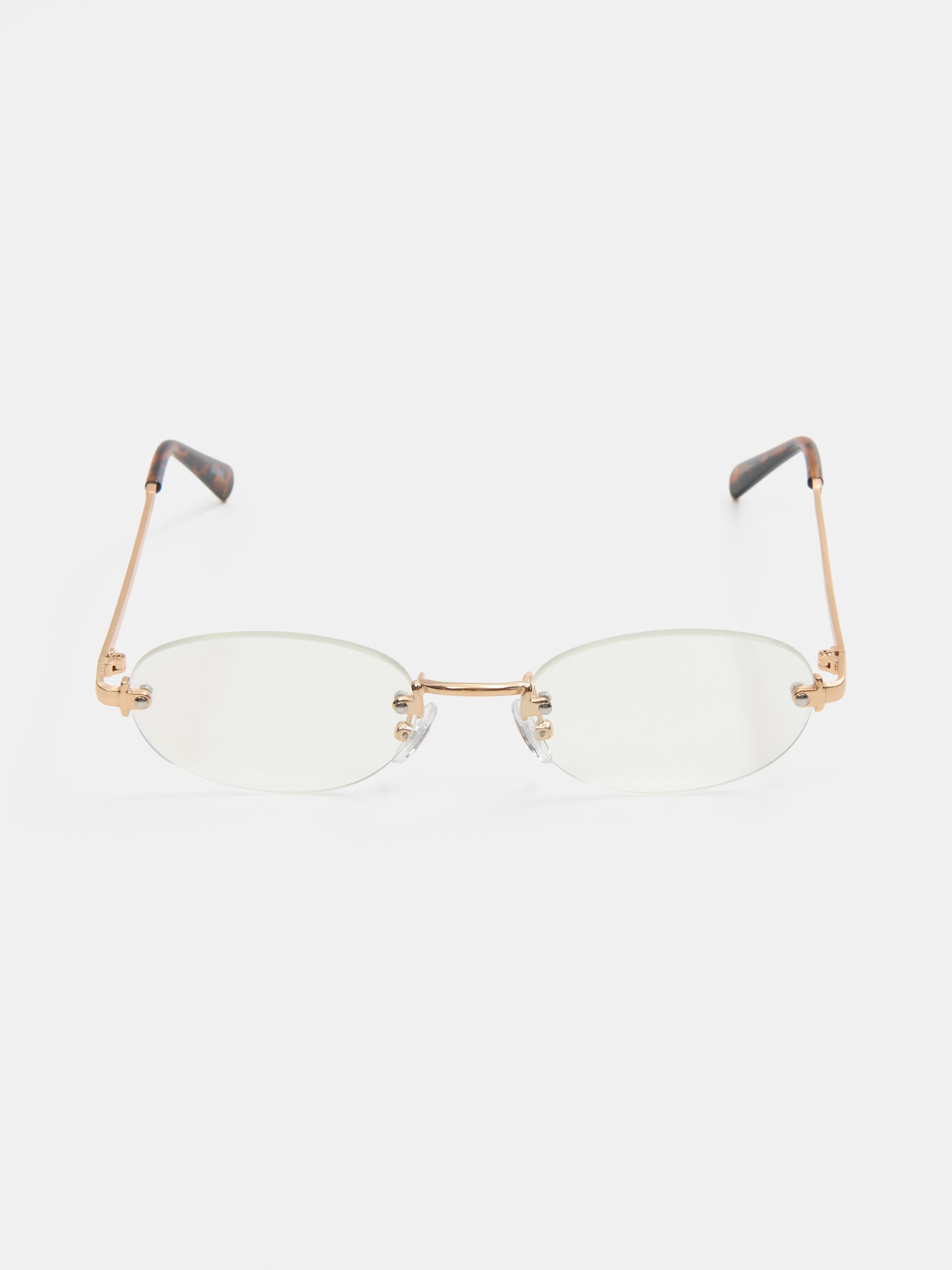 Owalne bezramkowe okulary zerówki