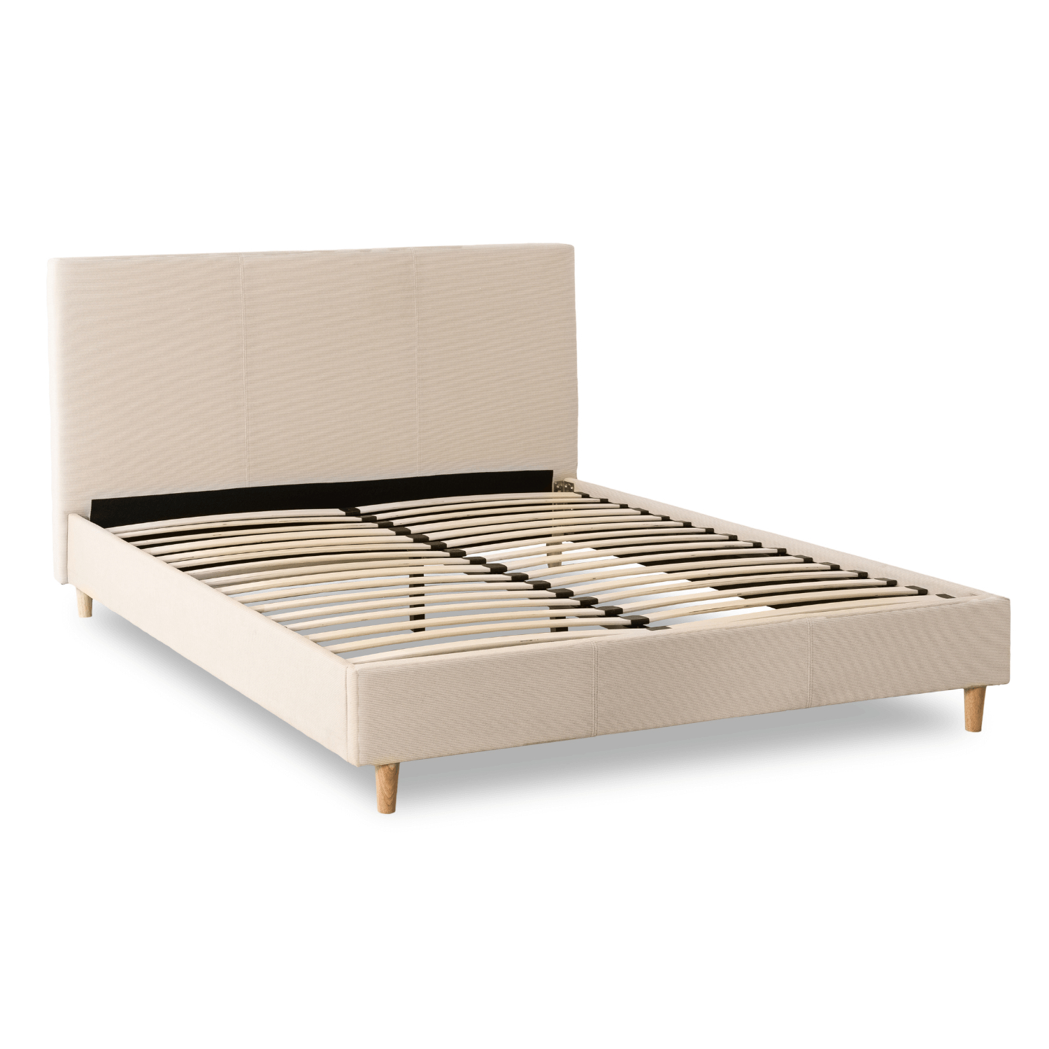 Łóżko 140x200 Tapicerowane Dwuosobowe Do Sypialni Sztruks Beżowy KIOTO