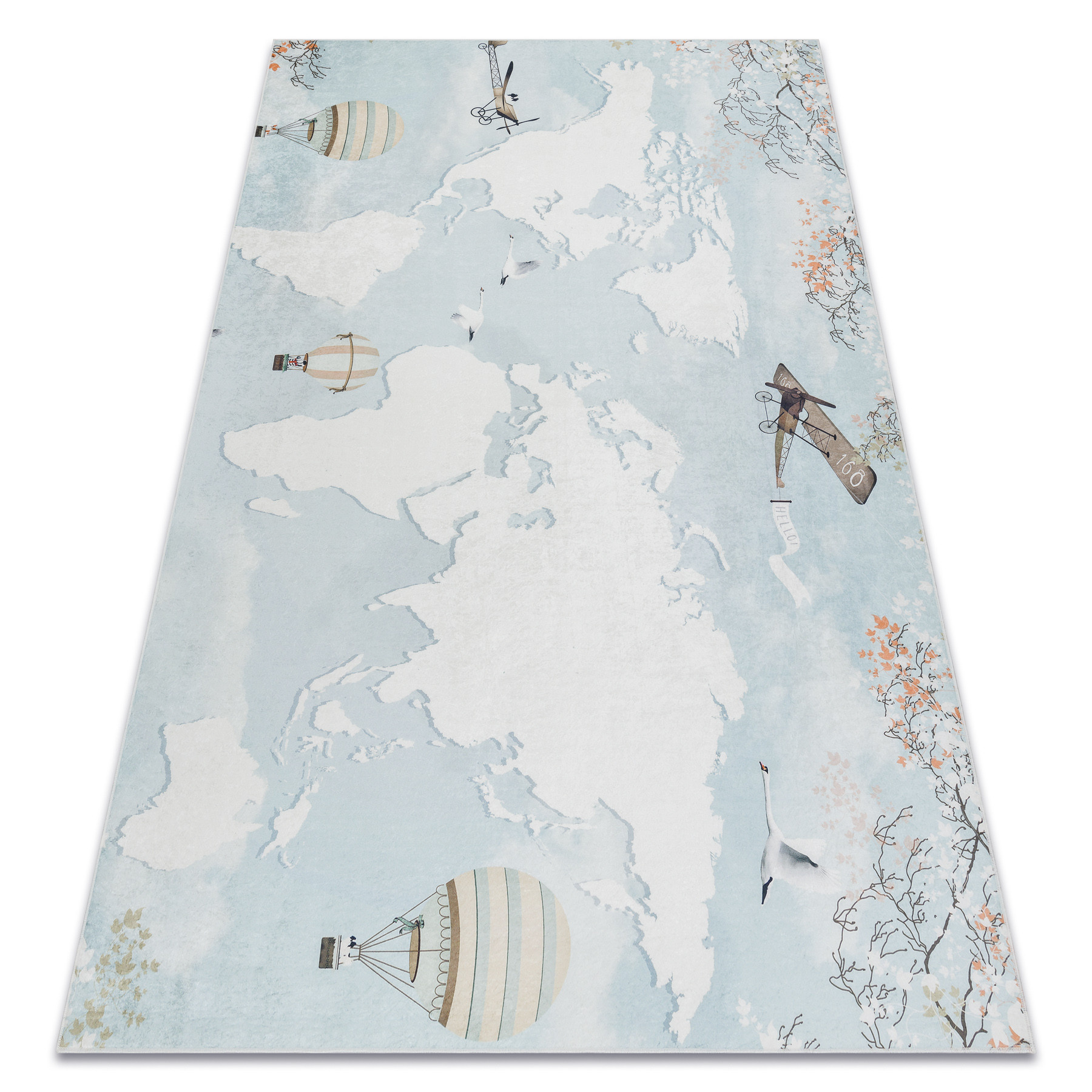 Dywan do prania BAMBINO 1163 Mapa świata, świat dla dzieci, 80x150 cm