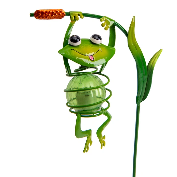 Solar-Erdspieß, Frosch, LED, 0,04 Ah, Metall/Kunststoff