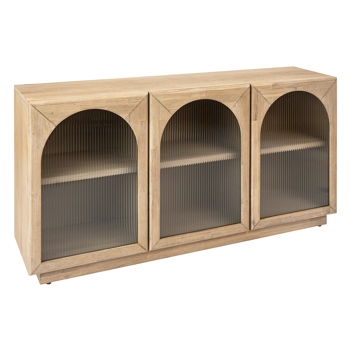 3-door glass sideboard "Lousada" Acacia, 160x80 cm