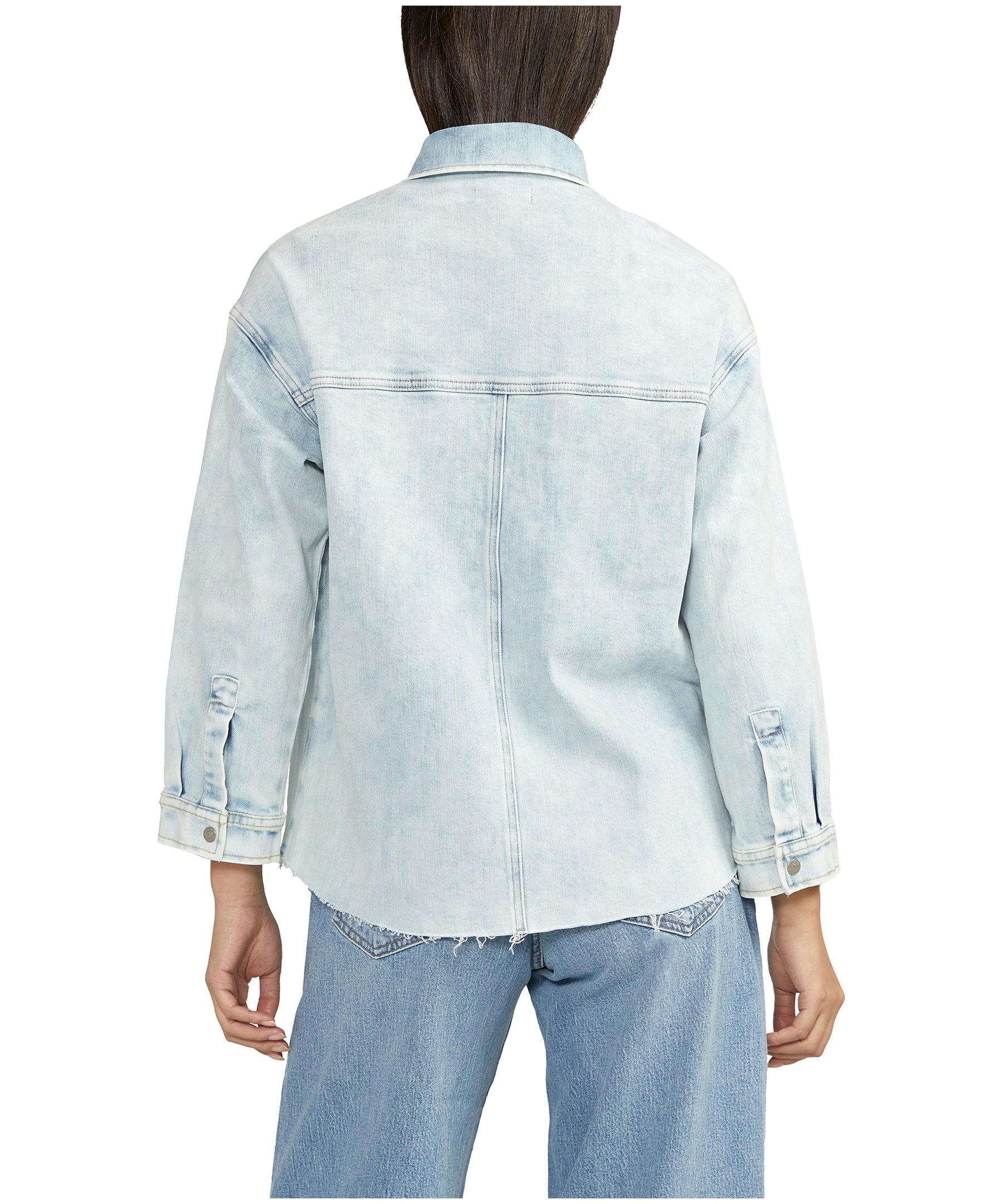 Silver Women's Relaxed Fit 3/4 Sleeve Denim Shacket