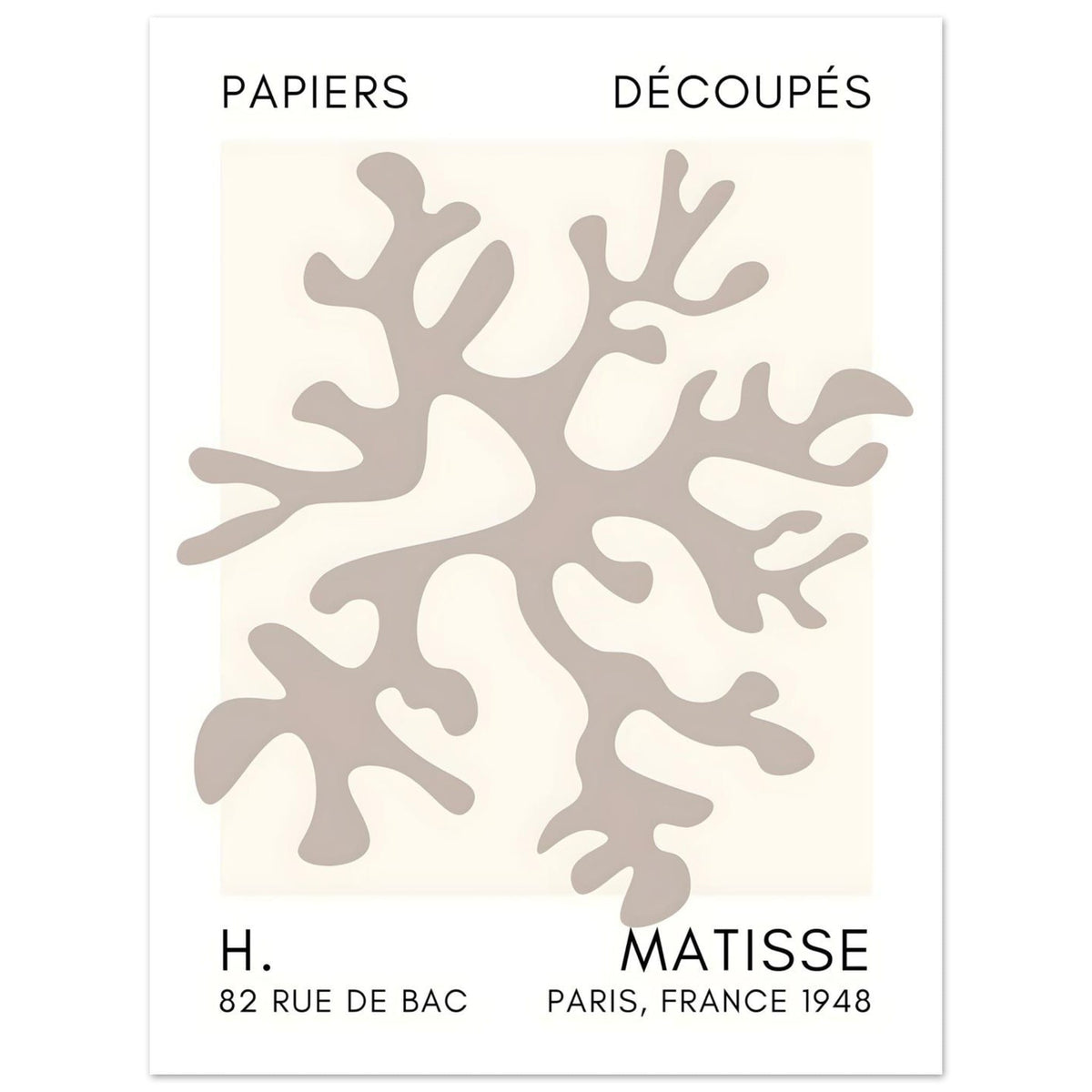 Artfulprints Poster Matisse – Dreamy coral flower grey  - 30x40 cm - Grijs
