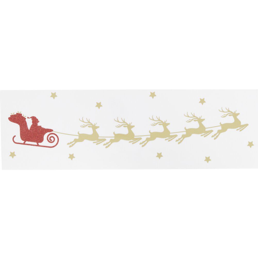 Décoration fenêtre No&euml;l électrostatique traineau rouge et doré