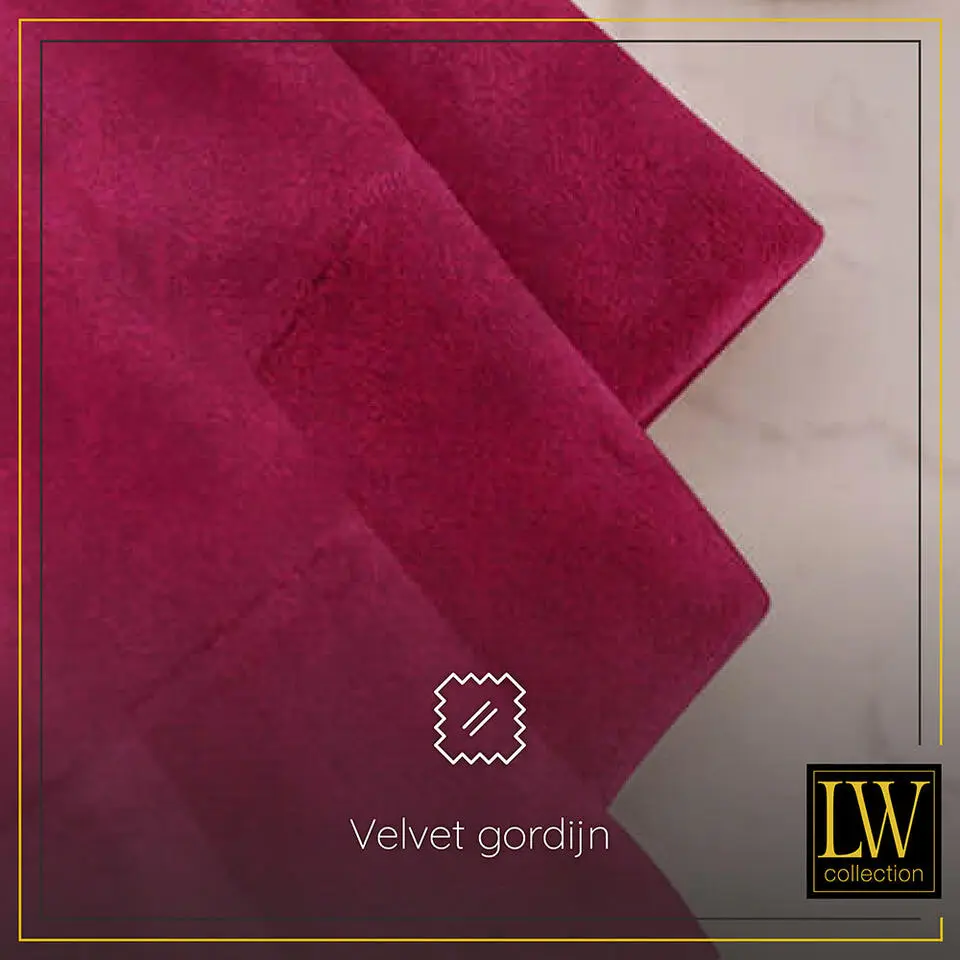 LW Collection Gordijnen Rood 245x290cm Velvet Kant en klaar 1 stuk