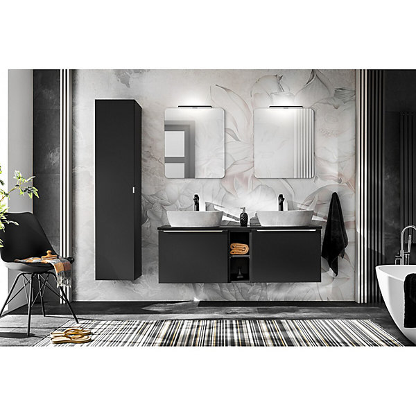 Meuble sous vasque VANTA 60 cm noirModule suspendu avec 2 tiroirs