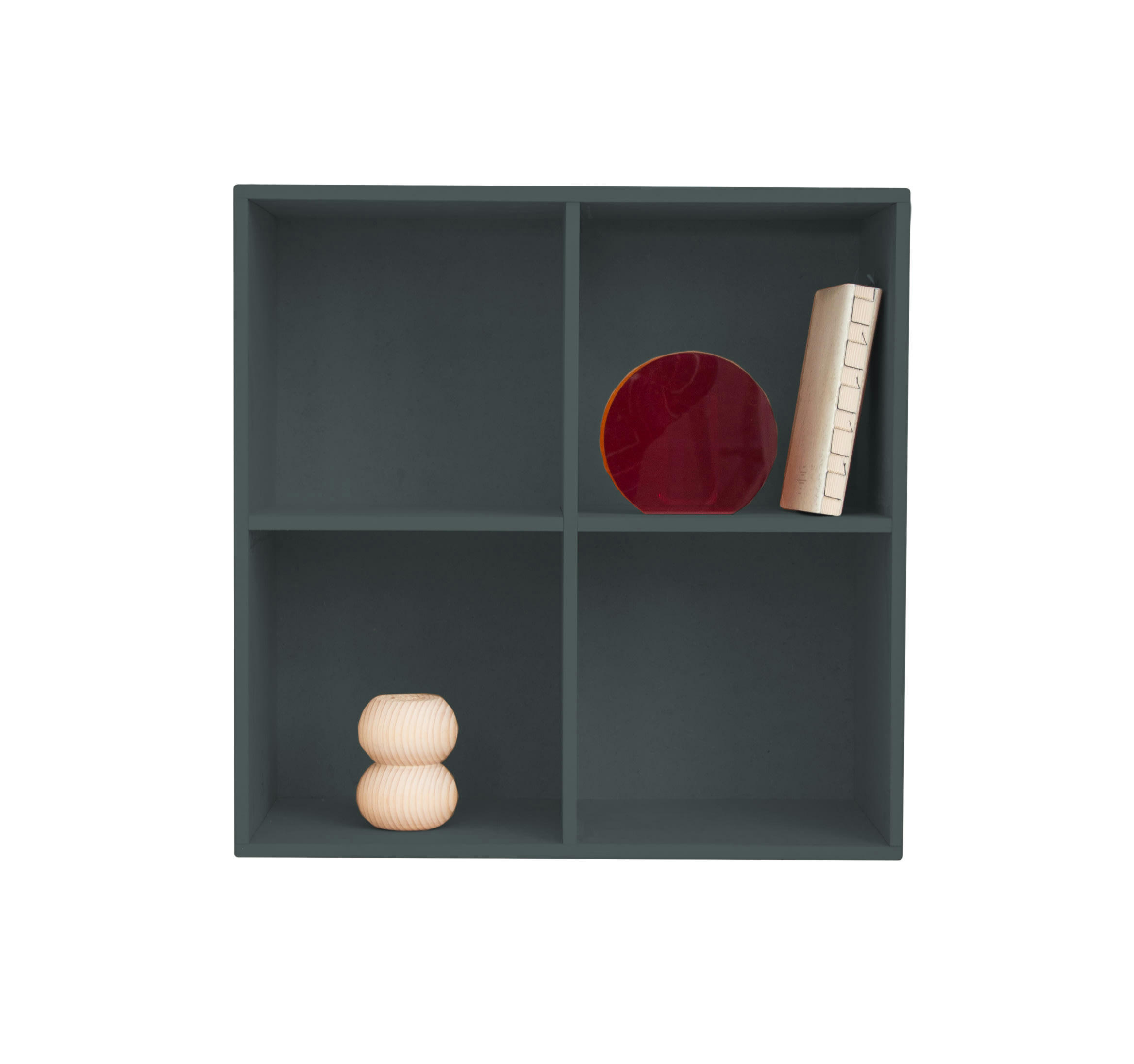 KIRA - Étagère en MDF laqué en couleur gris foncé.