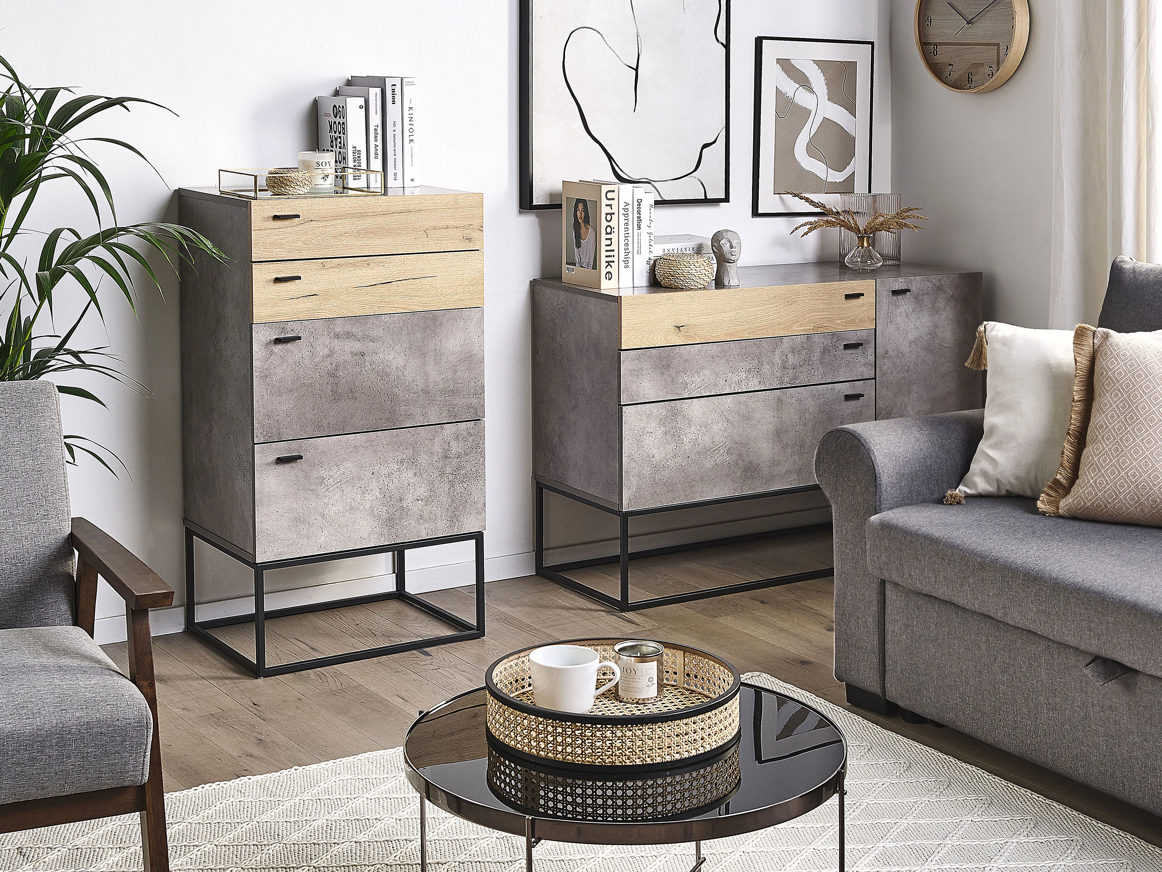 4 Drawer Chest ACRA Grey Concrete Effect