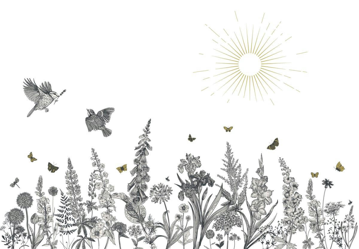 - Papier peint panoramique gravure champêtre 270x390cm