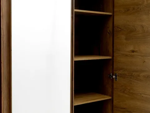Garderobeskab VEDDE 220x197 m/spejl vild mørk egefarve
