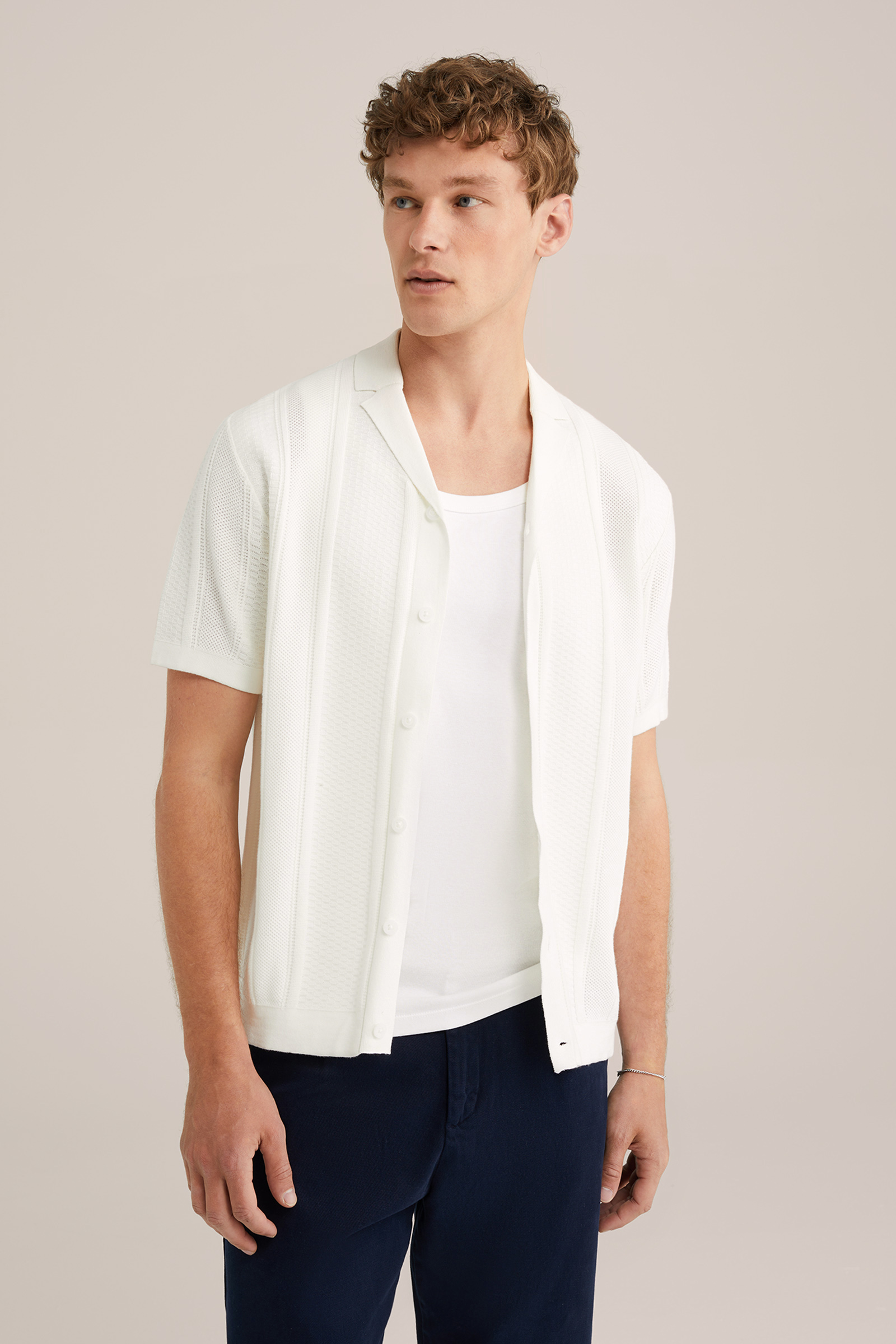 Heren Regular fit overhemd met structuur