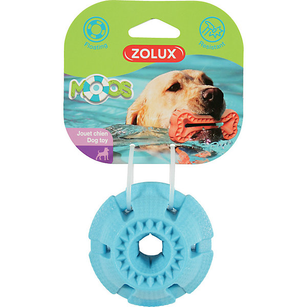 Jouet balle Moos D8 cm TPR flottant bleu pour chien