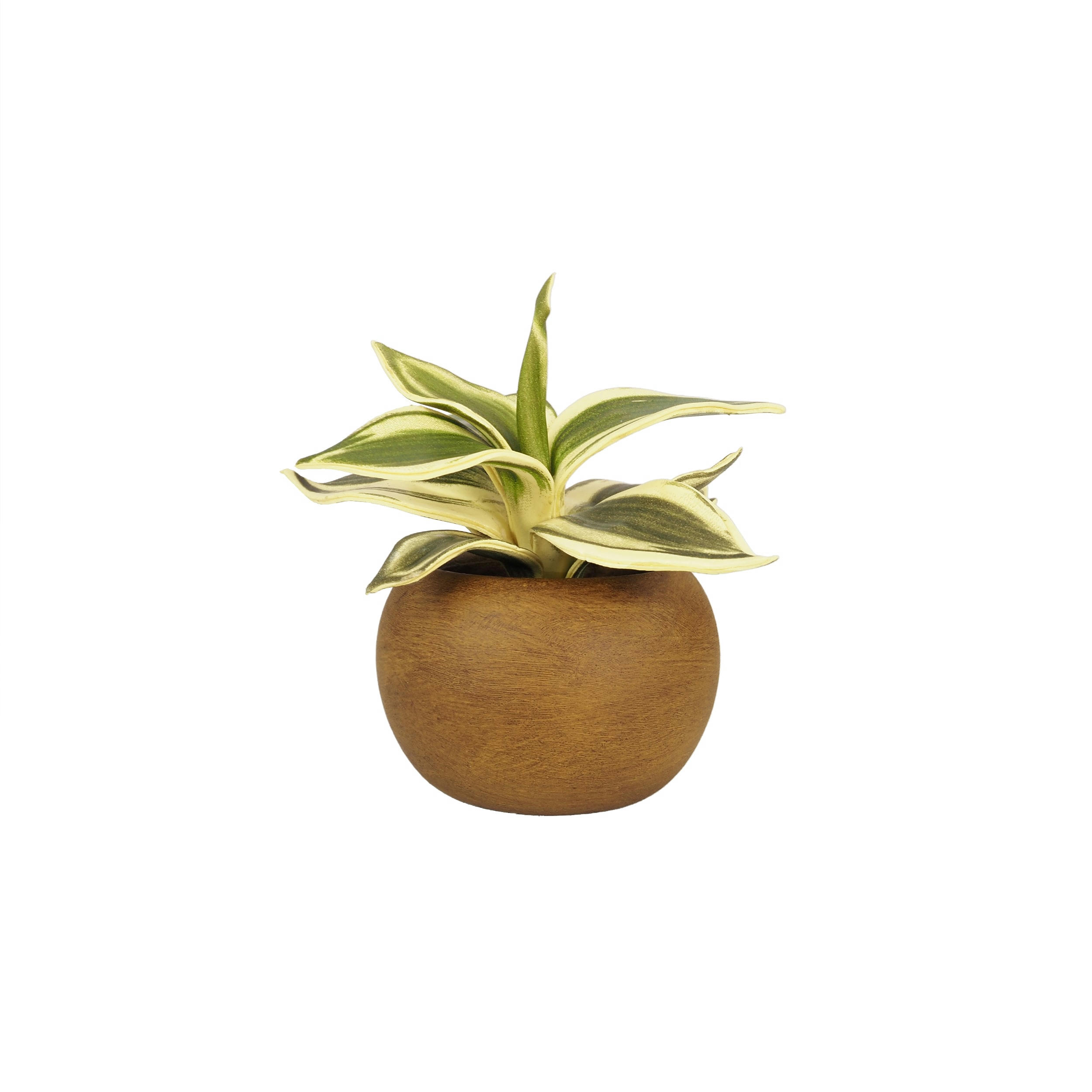 - Plante verte artificielle pot effet bois 14cm