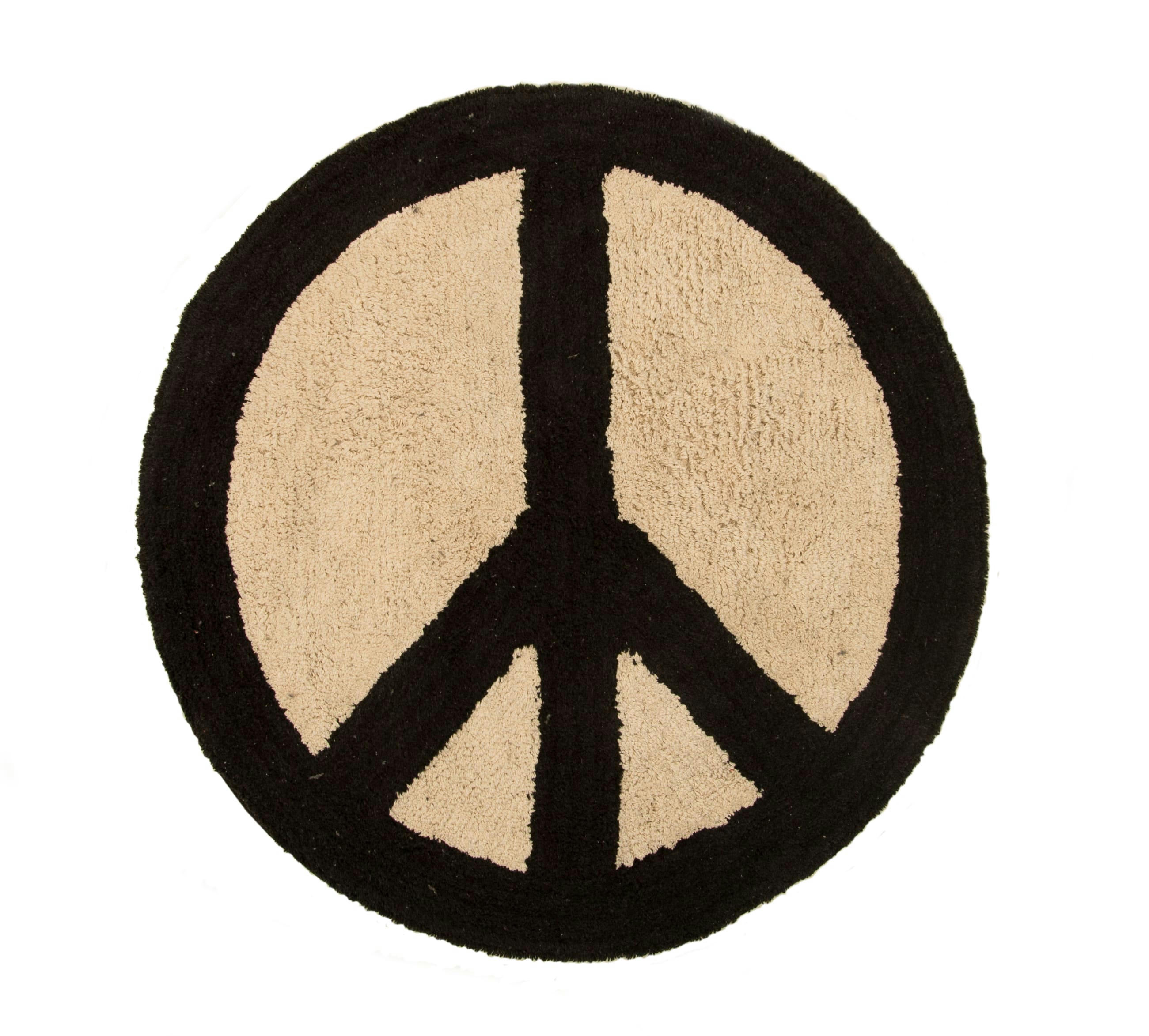 MAKE LOVE - Tapis en coton symbole paix 90