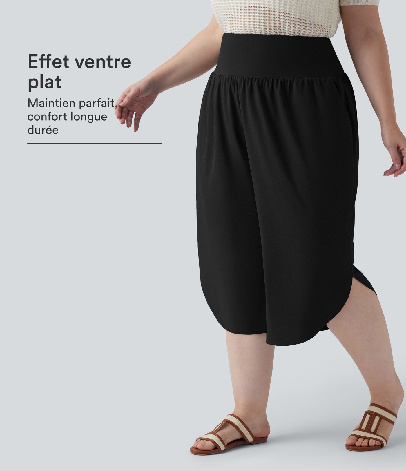 Pantalon capri grande taille Breezeful™ taille haute gainant à ourlet arrondi séchage rapide avec poches