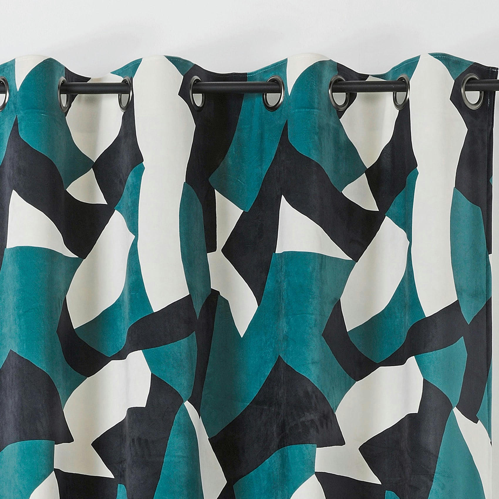 - Rideau d'ameublement camo polyester bleu pétrole 145x240 cm