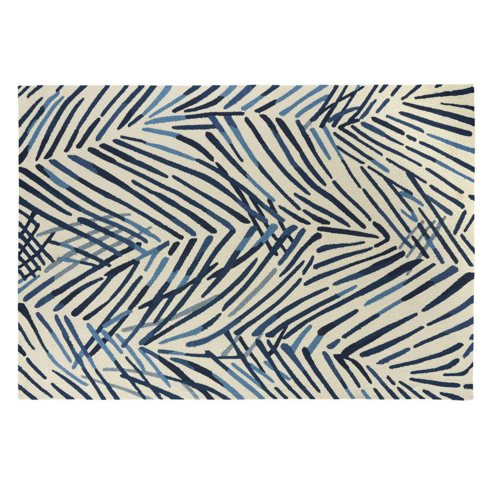 NEIVA - Tapis en polypropylène imprimé végétal bleu et blanc 160x230