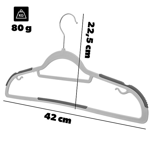 KADAX Cintre avec Surface Antidérapante pour Vêtements Gris 5 pcs