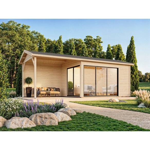 Gartenhaus »Amanda«, Aufstellmaße BxTxH: 712 x 340 x 280 cm, unbehandelt, Holz