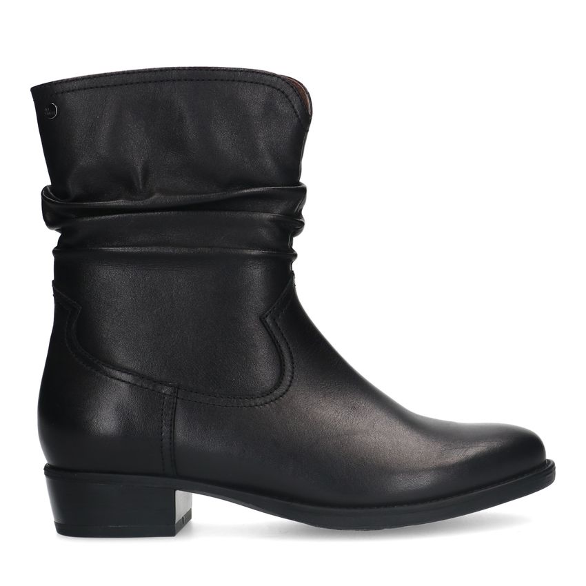 No Stress Zwarte leren enkellaarsjes met hak